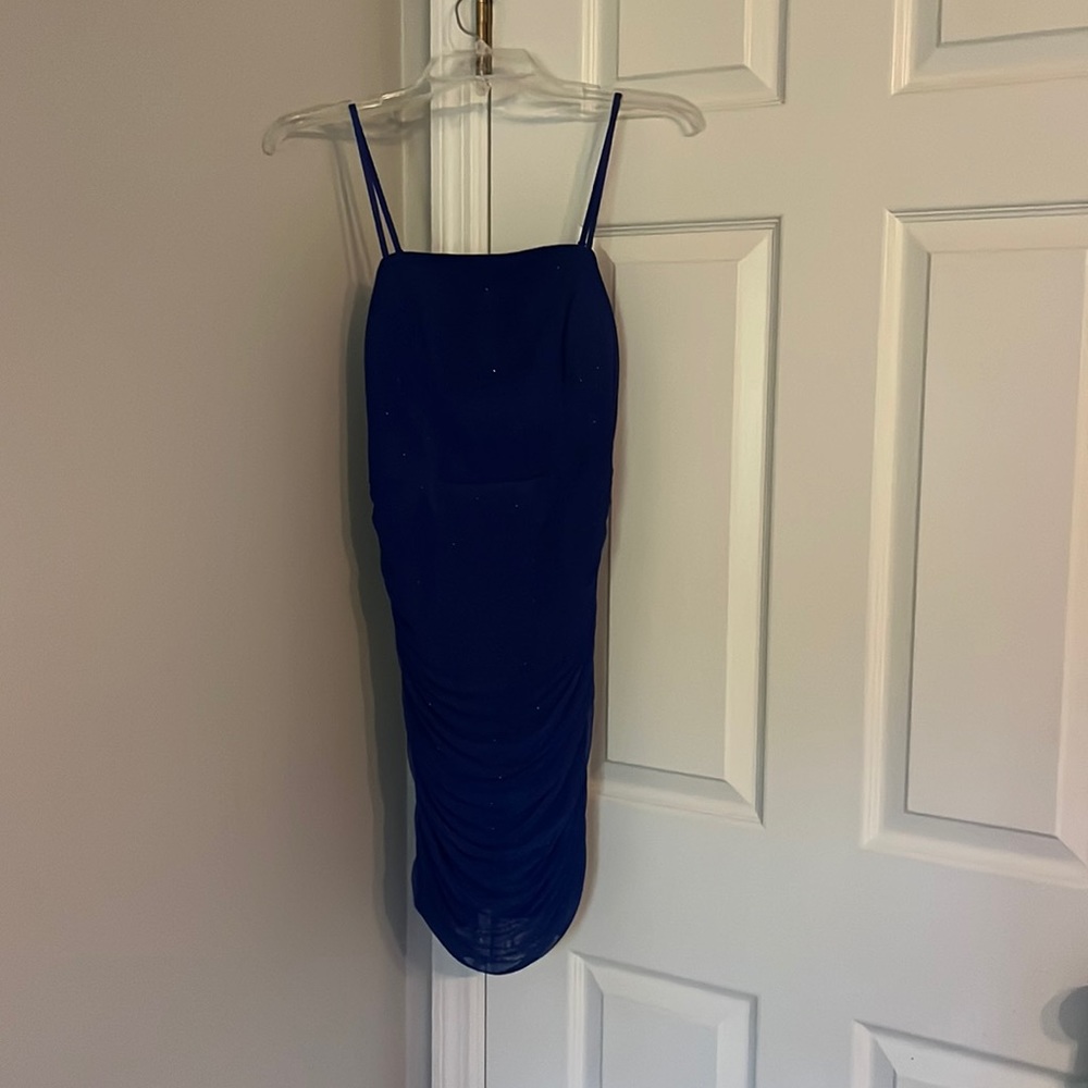 Cobalt Royal Blue Glittery Mini Dress SIZE 7 OR M